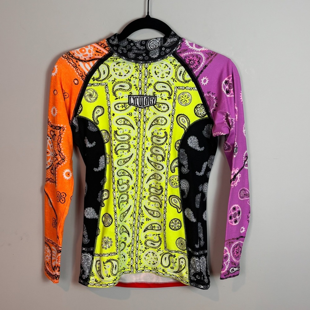 Cycology Womens Perfomance Base Layer Long Sleeve Bandana Print Cycling Jersey M